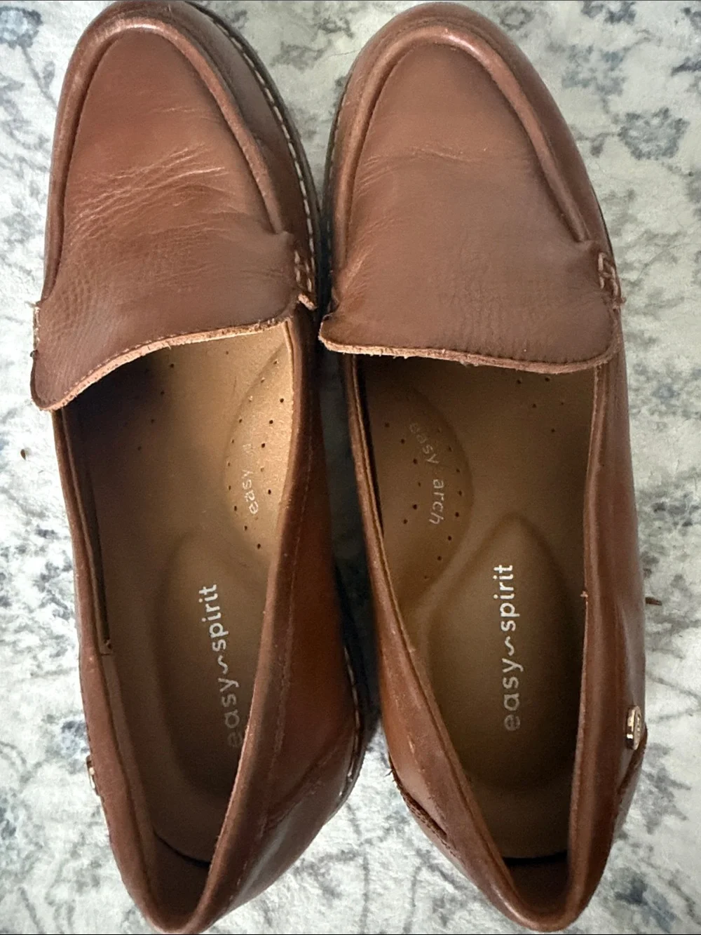 Easy Spirit Women's Brown Leather Slip-On Loafers